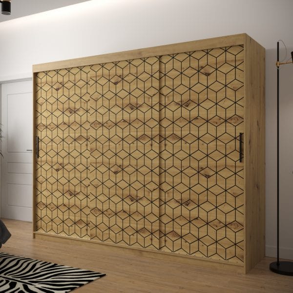 Szafa TONNY 1 250 korpus dąb artisan, fronty w kolorze plaster miodu dąb artisan