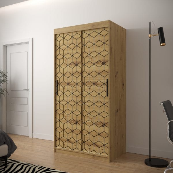 Szafa TONNY 1 100 korpus dąb artisan, fronty w kolorze plaster miodu dąb artisan