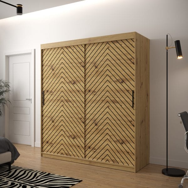 Szafa LIA 1 180 korpus dąb artisan, fronty jodełka dąb artisan