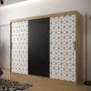 Szafa TONNY 250 korpus dąb artisan, fronty w kolorze czarny mat, plaster miodu biały