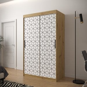 Szafa TONNY 1 120 korpus dąb artisan, fronty w kolorze plaster miodu biały