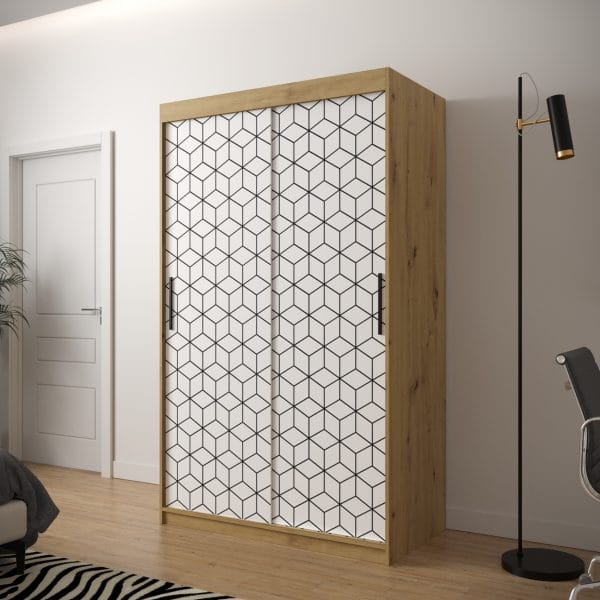 Szafa TONNY 1 120 korpus dąb artisan, fronty w kolorze plaster miodu biały
