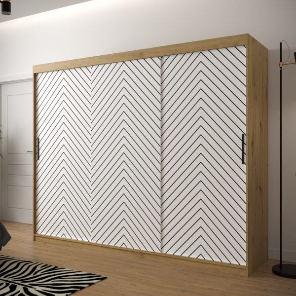 Szafa LIA 1 250 korpus dąb artisan, fronty jodełka biała