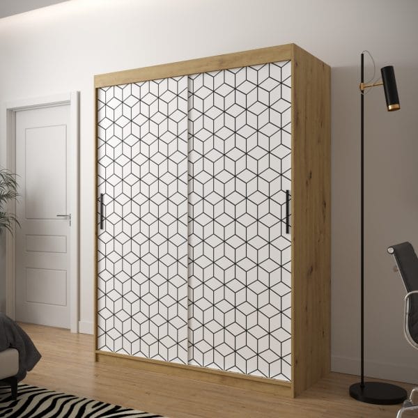 Szafa TONNY 1 150 korpus dąb artisan, fronty w kolorze plaster miodu biały