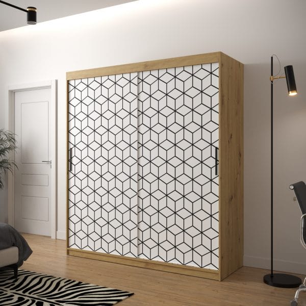 Szafa TONNY 1 180 korpus dąb artisan, fronty w kolorze plaster miodu biały