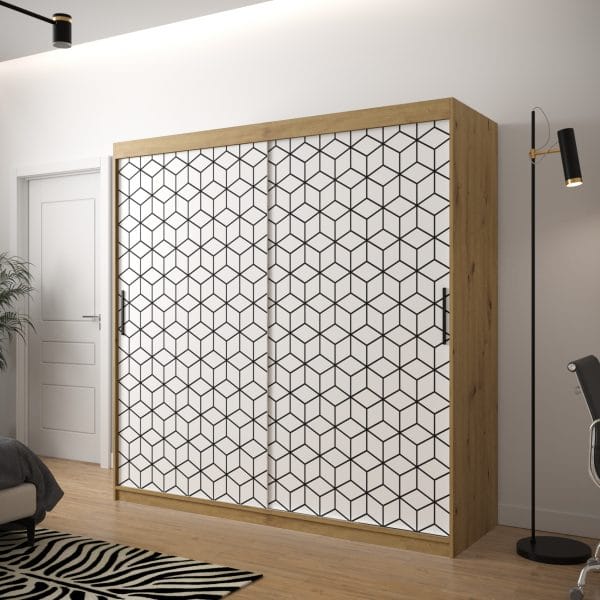 Szafa TONNY 1 200 korpus dąb artisan, fronty w kolorze plaster miodu biały