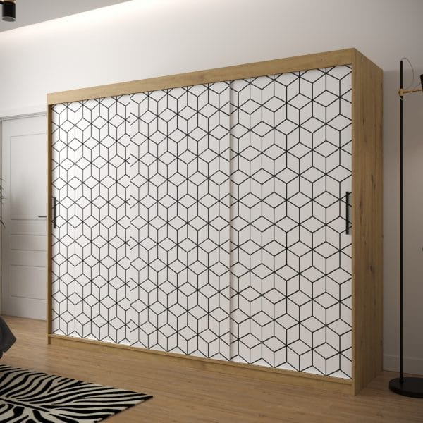 Szafa TONNY 1 250 korpus dąb artisan, fronty w kolorze plaster miodu biały