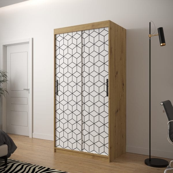 Szafa TONNY 1 100 korpus dąb artisan, fronty w kolorze plaster miodu biały