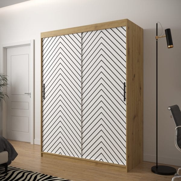 Szafa LIA 1 150 korpus dąb artisan, fronty jodełka biała
