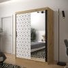 Szafa TONNY 2 150 korpus dąb artisan, fronty w kolorze plaster miodu biały z lustrem