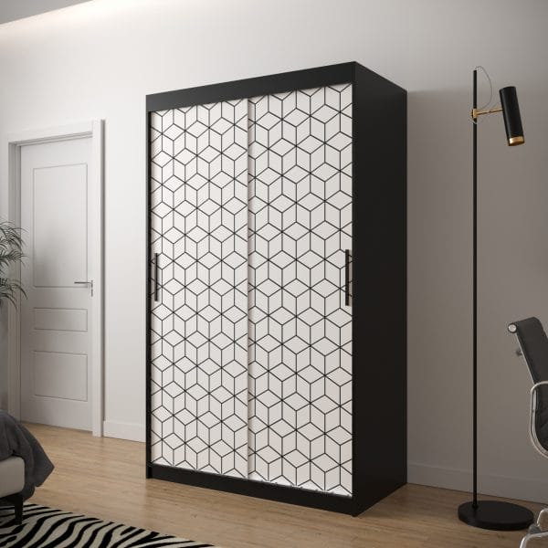Szafa TONNY 1 120 korpus czarny, fronty w kolorze plaster miodu biały
