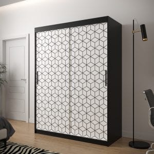 Szafa TONNY 1 150 korpus czarny, fronty w kolorze plaster miodu biały