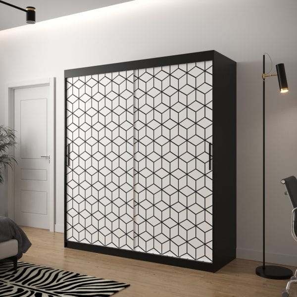 Szafa TONNY 1 180 korpus czarny, fronty w kolorze plaster miodu biały