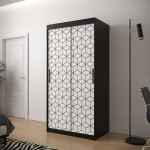 Szafa TONNY 1 100 korpus czarny, fronty w kolorze plaster miodu biały