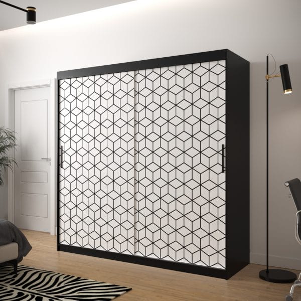 Szafa TONNY 1 200 korpus czarny, fronty w kolorze plaster miodu biały