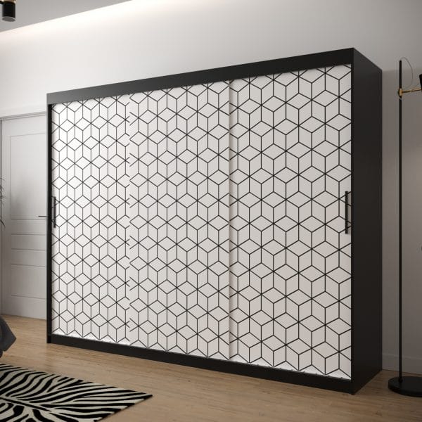 Szafa TONNY 1 250 korpus czarny, fronty w kolorze plaster miodu biały