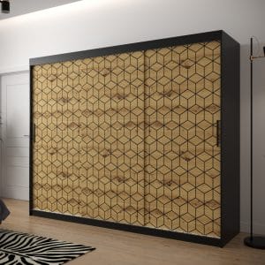 Szafa TONNY 1 250 korpus czarny, fronty w kolorze plaster miodu dąb artisan
