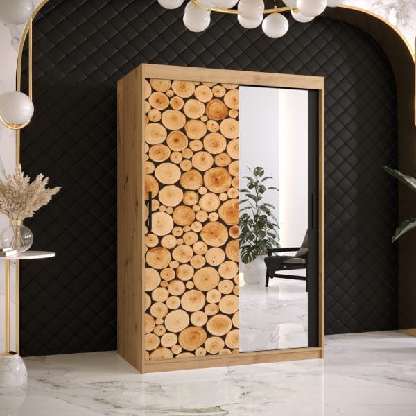 Szafa SOSNA 2 120 Korpus w kolorze dąb artisan , fronty wzór sosna i lustro