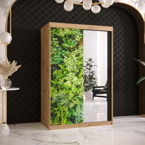 Szafa BLUSZCZ 2 120 korpus dąb artisan, front z nadrukiem bluszczu i lustrem