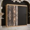 Szafa STODOŁA 180 Korpus w kolorze dąb artisan , fronty nadruk druga połowa czarna