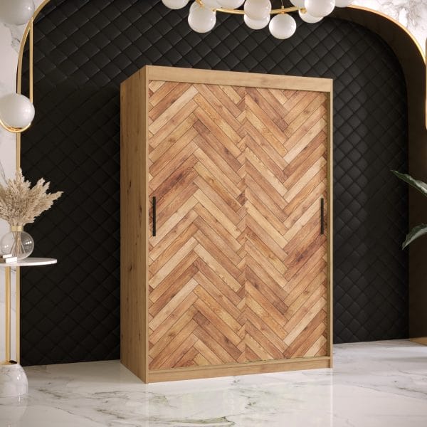 Szafa PARKIET 1 120 Korpus w kolorze dąb artisan , front z nadrukiem parkiet