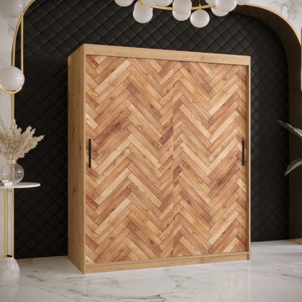 Szafa PARKIET 1 150 Korpus w kolorze dąb artisan , front z nadrukiem parkiet