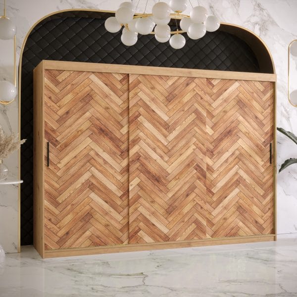 Szafa PARKIET 1 250 Korpus w kolorze dąb artisan , front z nadrukiem parkiet