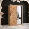 Szafa PARKIET 2 120 Korpus w kolorze dąb artisan , front z nadrukiem parkiet i lustro
