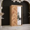 Szafa PARKIET 2 100 Korpus w kolorze dąb artisan , front z nadrukiem parkiet i lustro