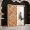 Szafa PARKIET 2 150 Korpus w kolorze dąb artisan , front z nadrukiem parkiet i lustro