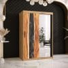 Szafa Żywica 2 120 Korpus w kolorze dąb artisan , fronty wzór zywica i lustro