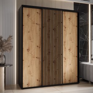Szafa LANKO 190 Korpus czarny fronty dąb artisan