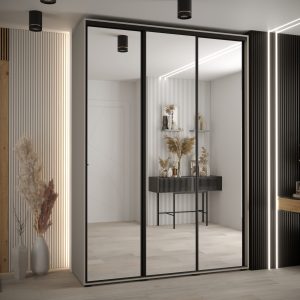 Szafa DAKOTA 2 170 szerokość 45cm korpus kaszmir front lustro i czarna listwa