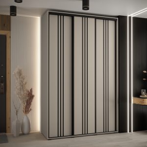 Szafa DAKOTA 6 150 45 cm kolor kaszmir z czarną listwa