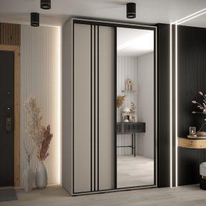 Szafa DAKOTA 7 130 45 cm kolor kaszmir z czarną listwa