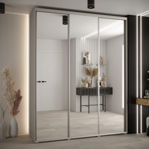 Szafa DAKOTA 2 190 szerokość 45cm korpus kaszmir front lustro i srebna listwa