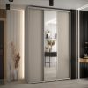Szafa DAKOTA 3 150 szerokość 45cm korpus kaszmir front kaszmir , lustro i srebna listwa