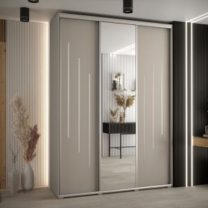 Szafa Dakota 9 180 45 cm korpus kaszmir fronty listwa srebrna