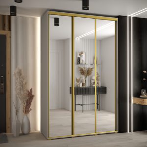 Szafa DAKOTA 2 160 szerokość 45cm korpus kaszmir front lustro i złota listwa