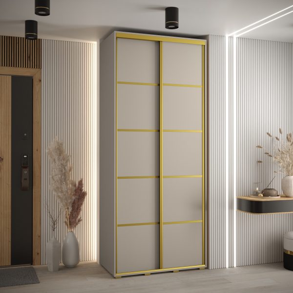 Szafa DAKOTA 4 100 45cm kolor kaszmir listwa złota