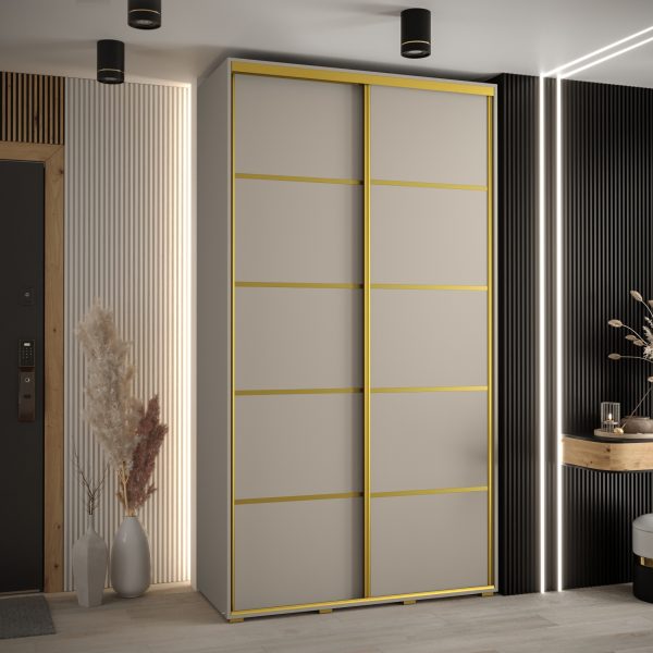Szafa DAKOTA 4 140 45cm kolor kaszmir listwa złota