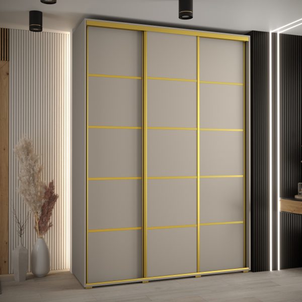 Szafa DAKOTA 4 180 45cm kolor kaszmir listwa złota