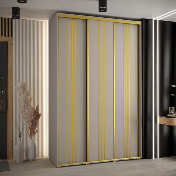Szafa DAKOTA 6 150 45 cm kolor kaszmir ze złotą listwa