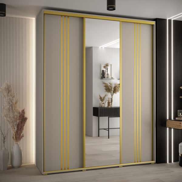 Szafa DAKOTA 7 200 45 cm kolor kaszmir ze złotą listwa