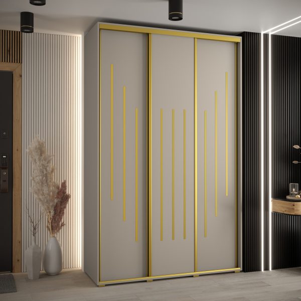 Szafa DAKOTA 8 150 45 cm kolor kaszmir ze złotą listwa