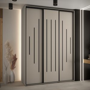 Szafa DAKOTA 12 170 głębokość 60 cm korpus kaszmir, fronty kaszmir czarna listwa