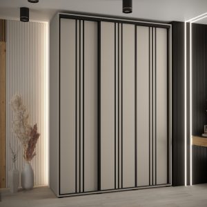 Szafa DAKOTA 6 170 głębokość 60 cm korpus kaszmir, fronty kaszmir czarna listwa
