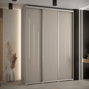 Szafa DAKOTA 8 170 głębokość 60 cm korpus kaszmir, fronty kaszmir srebrna listwa
