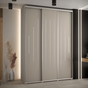 Szafa DAKOTA 12 180 głębokość 60 cm korpus kaszmir, fronty kaszmir srebrna listwa
