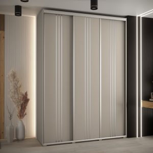 Szafa DAKOTA 6 180 głębokość 60 cm korpus kaszmir, fronty kaszmir srebrna listwa